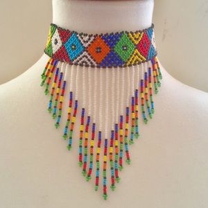 Beaded multicolored choker
